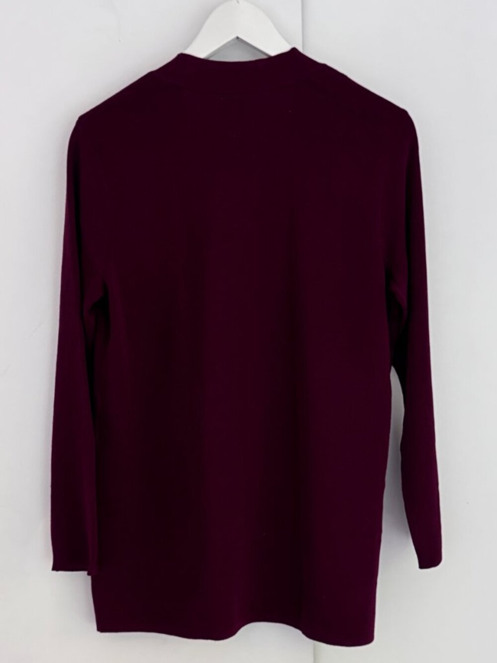 Anne Klein Malibu Open-Front Cardigan in Chianti (Berry) Size Medium - Picture 2 of 4